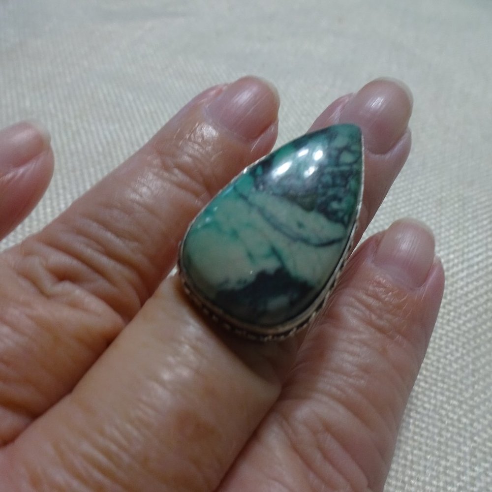 Natural "IMPERIAL JASPER" Handmade Sterling Ring Size 7.5 #328B